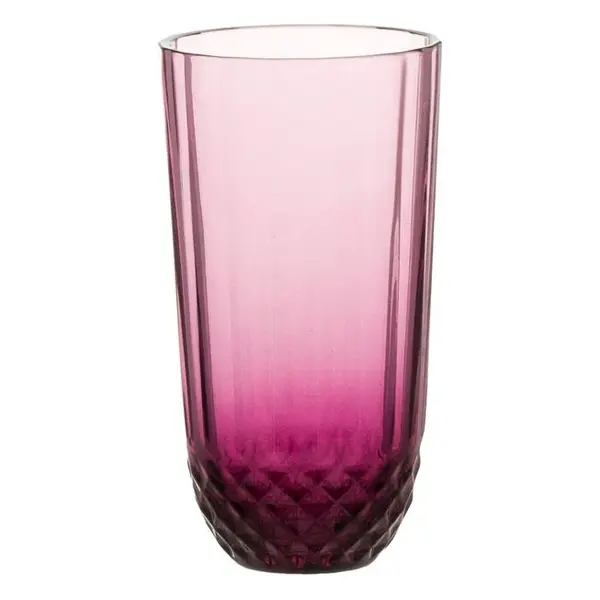 Pahar pentru bauturi,design dungi in relief,sticla,mov,345 ml