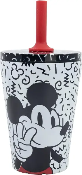 Pahar termic cu pai Stor Mickey Mouse - Vibes, 360 ml