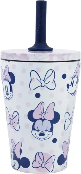 Pahar termic cu pai Stor Minnie Mouse - Awesome Faces, 360 ml
