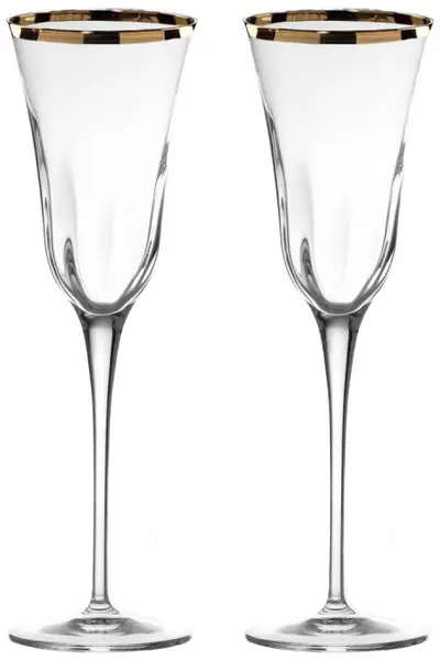 Pahare de șampanie La Reine - Julia Optic, Gold Rim, 2 buc., 240 ml
