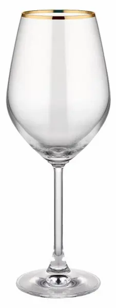 Pahare de vin Rakle - Avantgarde Gold Rim, set de 6, 490 ml