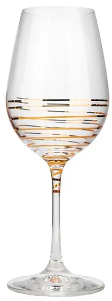 Pahare de vin roșu Bohemia Crystalex - Viola Gold Spiral, 6 buc, 450 ml