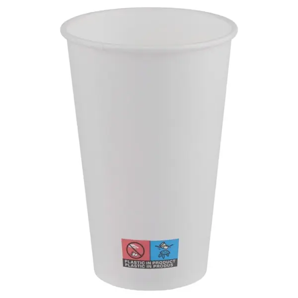 Pahare din Carton PE, 480 ml, Albe, 50 Bucati