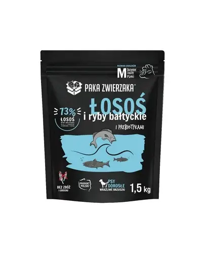 PAKA ZWIERZAKA Hrana caine, cu somon si peste baltic 1,5kg