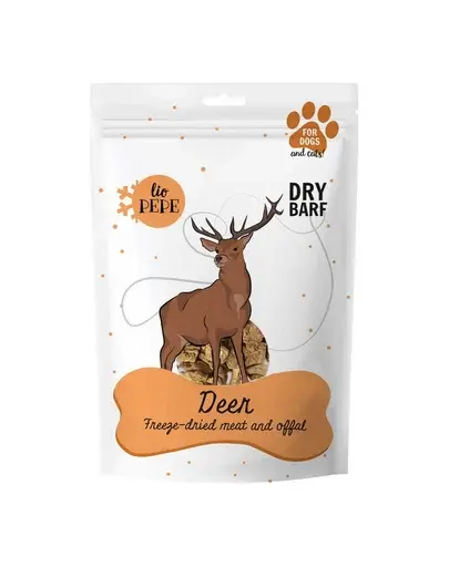 PAKA ZWIERZAKA PEPE Freeze-dried snack caini si pisici XL 180g carne cerb liofilizat
