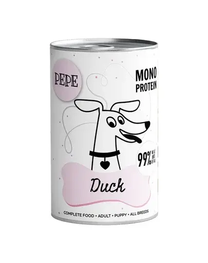 PAKA ZWIERZAKA PEPE Hrană umedă monoproteică cu carne de rață 99% 800 g