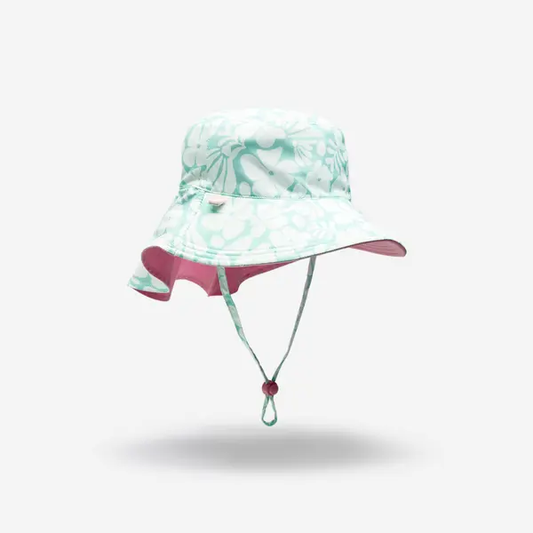 Pălărie anti-UV UPF50+, UV>95% reversibilă Alb-Verde Bebeluși
