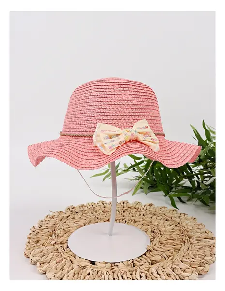 Palarie Cool Girl cu fundita, roz
