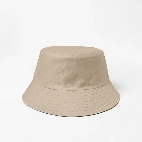 Palarie tip bucket unisex cu doua fete, bej si negru, din bumbac