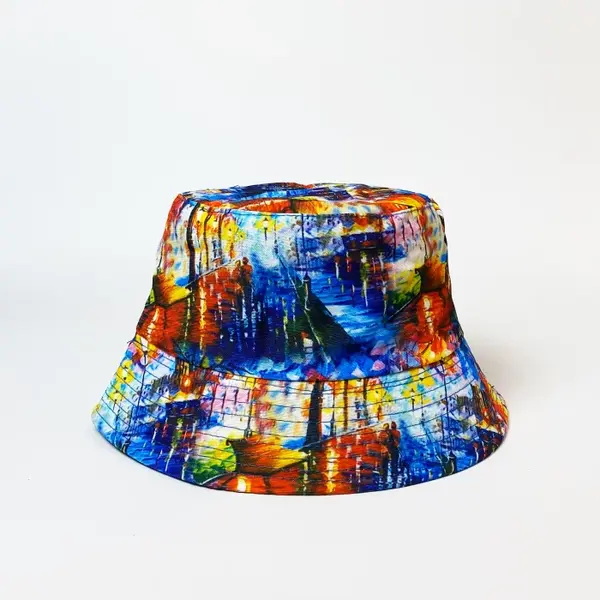 Palarie tip bucket unisex cu doua fete cu imprimeu nocturn