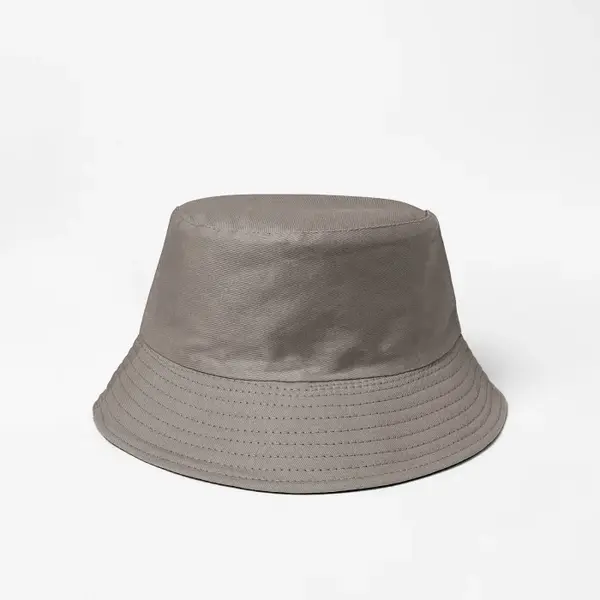Palarie tip bucket unisex cu doua fete, gri si negru, din bumbac