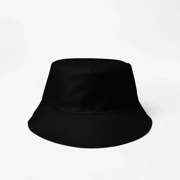 Palarie tip bucket unisex cu doua fete, negru si negru, din bumbac