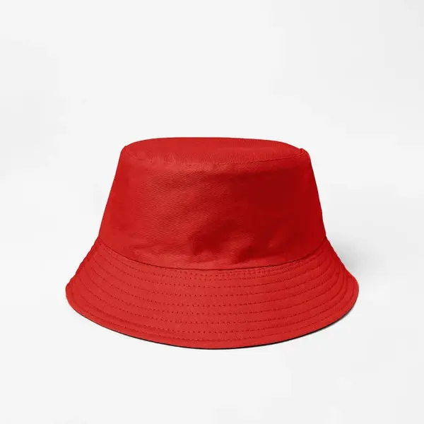 Palarie tip bucket unisex cu doua fete, rosu si negru, din bumbac