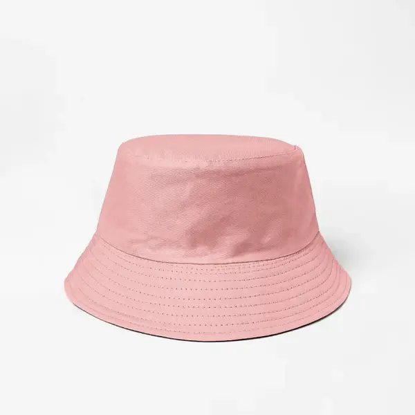 Palarie tip bucket unisex cu doua fete, roz si negru, din bumbac