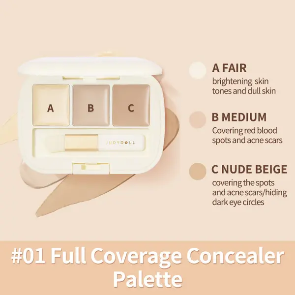 Paletă machiaj tip concealer cu trei nuanțe, Judydoll - #01 Full Coverage