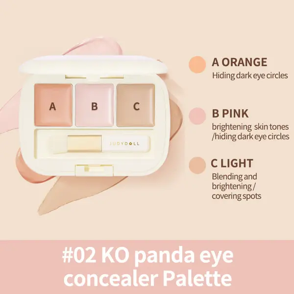 Paletă machiaj tip concealer cu trei nuanțe, Judydoll - #02 KO Panda eye