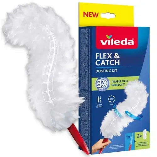 Pamatuf de praf Vileda + 2 rezerve Flex&Catch (Alb/Rosu)