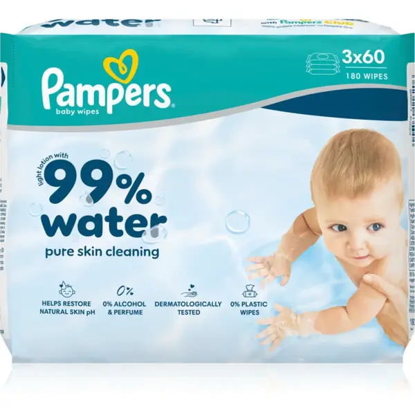 Pampers 99% Water Baby Wipes Servetele umede pentru copii 3x60 buc