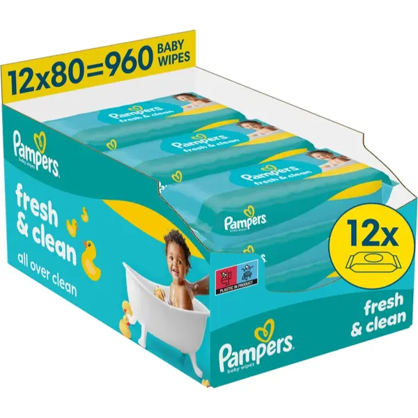 Pampers Fresh & Clean Servetele umede pentru copii 12x80 buc