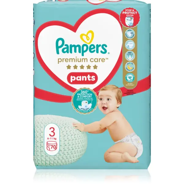 Pampers Premium Care Pants Size 3 scutece de unică folosință tip chiloțel 6-11 kg 70 buc