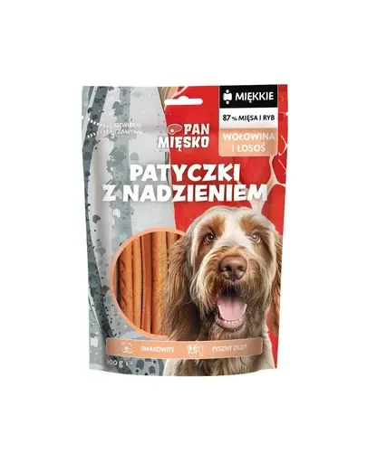 PAN MIĘSKO Bețișoare cu umplutură de Vită și Somon gustare pentru câini 100 g