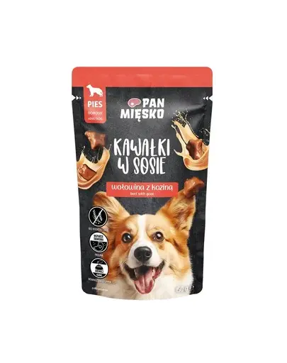 PAN MIĘSKO bucăți în sos cu vită și capră 150 g hrană umedă câini