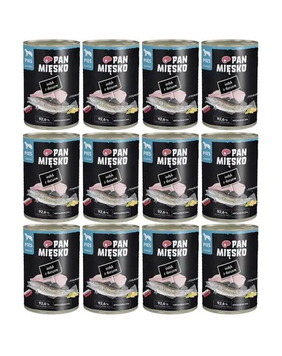 PAN MIĘSKO Curcan cu Cod Hrană umedă completă pentru câini 12x400 g