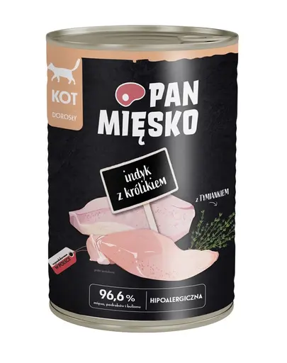 PAN MIĘSKO Curcan cu Iepure hrană umedă pentru pisici 400 g