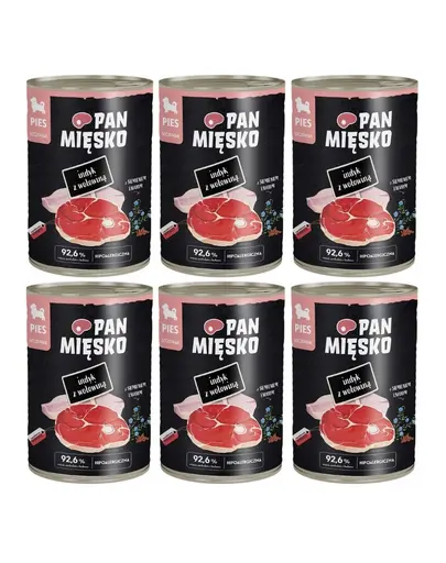 PAN MIĘSKO Curcan cu vită hrană umedă pentru căței 6x400 g