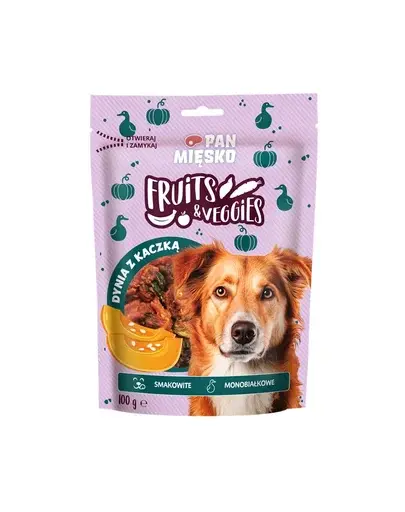 PAN MIĘSKO Fruits and Veggies Dovleac cu rață gustare pentru câini 100 g
