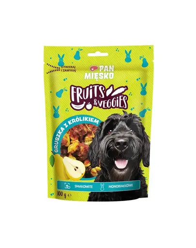 PAN MIĘSKO Fruits and Veggies Pară cu iepurele gustare pentru câini 100 g