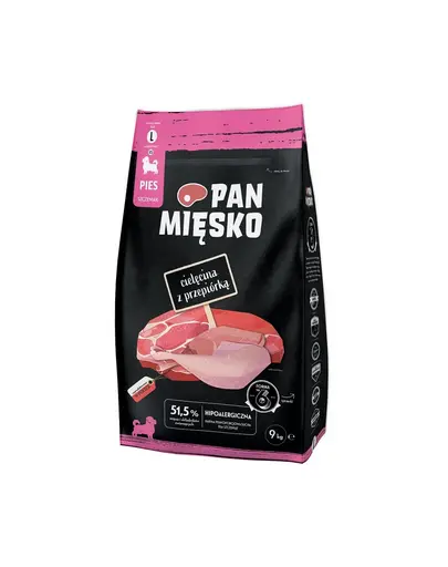 PAN MIĘSKO hrana catelusi cu vitel si prepelita L 2x9 kg
