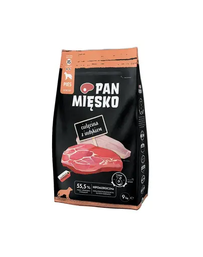 PAN MIĘSKO Hrana uscata pentru caini de talie mica, cu vitel si curcan 2x9 kg
