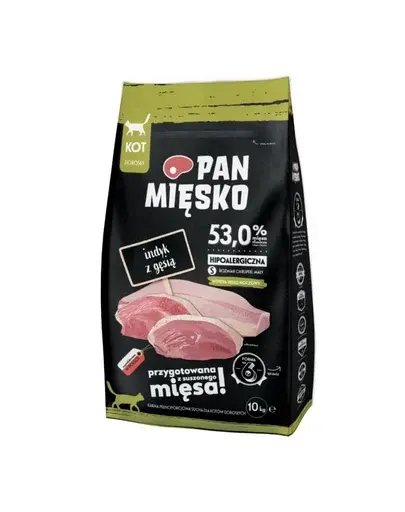 PAN MIĘSKO Hrana uscata pentru pisici, cu curcan si gasca S 10kg