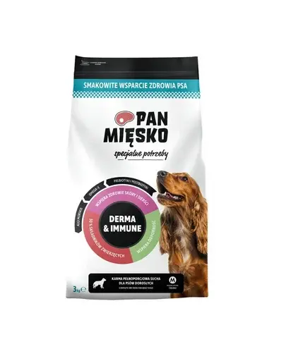 PAN MIĘSKO Piele și Imunitate Hrană uscată pentru câini cu cerințe speciale M, 3 kg