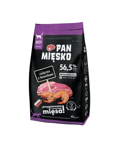 PAN MIĘSKO Sac hrana pisici, cu vitel si creveti S 10 kg