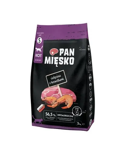 PAN MIĘSKO Sac hrana pisici cu vitel si creveti S 5 kg