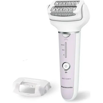 Panasonic Epilator Panasonic ES-EY30-V503, Wet & Dry, Cordless, 2discuri & 60 pensete, Senzor presiune, Discuri duble, Cap flexibil si pivotant la 90°, 3 viteze, Alb-Roz