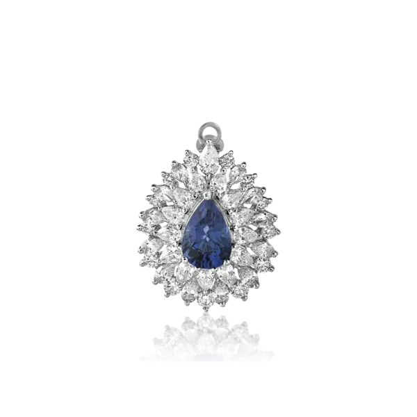 Pandant din aur alb cu safir de 1.98ct si diamante de 1.9ct