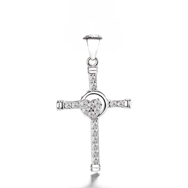 Pandantiv argint 925, JW1298, model cruce, placat cu rodiu