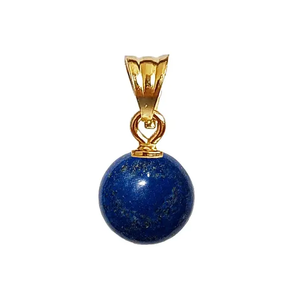 Pandantiv Aur de 14 karate cu Piatra Semipretioasa Naturala de Lapis Lazuli de 8 mm
