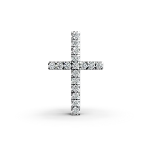 Pandantiv cruce din aur alb cu diamante de 0.08ct