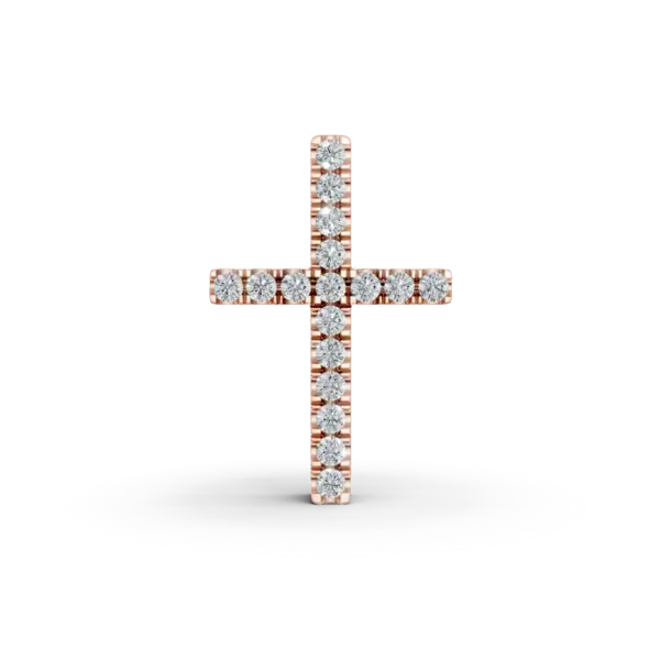Pandantiv cruce din aur roz cu diamante de 0.08ct