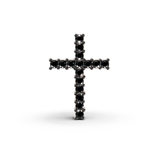 Pandantiv cruciulita din aur roz cu diamante negre de 0.1ct