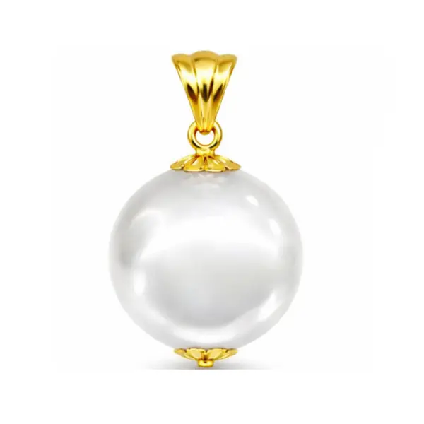 Pandantiv cu Perla Edison Alba Rara 12,5 - 13 mm si Aur Galben 14K (aur 585) KASKADDA
