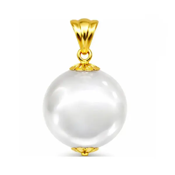 Pandantiv cu Perla Edison Alba Rara 13-13,5 mm si Aur Galben 14K (aur 585) KASKADDA