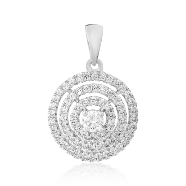 Pandantiv din aur alb cu diamant de 0.07ct si diamante de 0.2ct