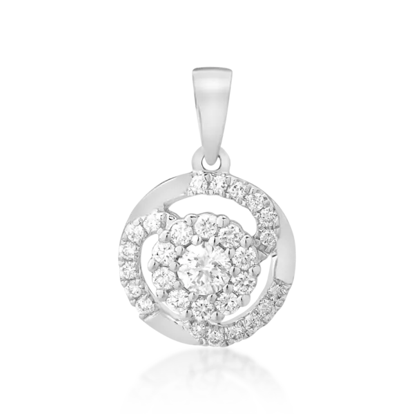 Pandantiv din aur alb cu diamant de 0.1ct si diamante de 0.15ct