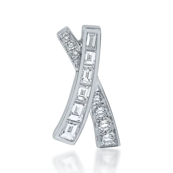 Pandantiv din aur alb cu diamante baguette si rotunde de 0.39ct