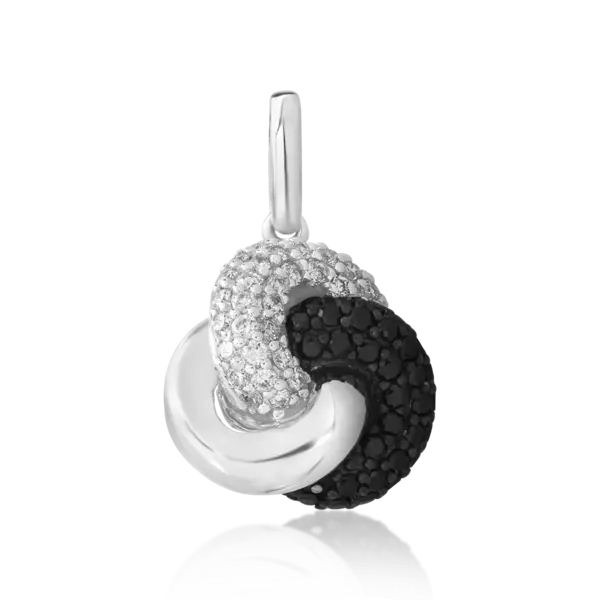 Pandantiv din aur alb cu diamante negre de 0.21ct si diamante transparente de 0.18ct